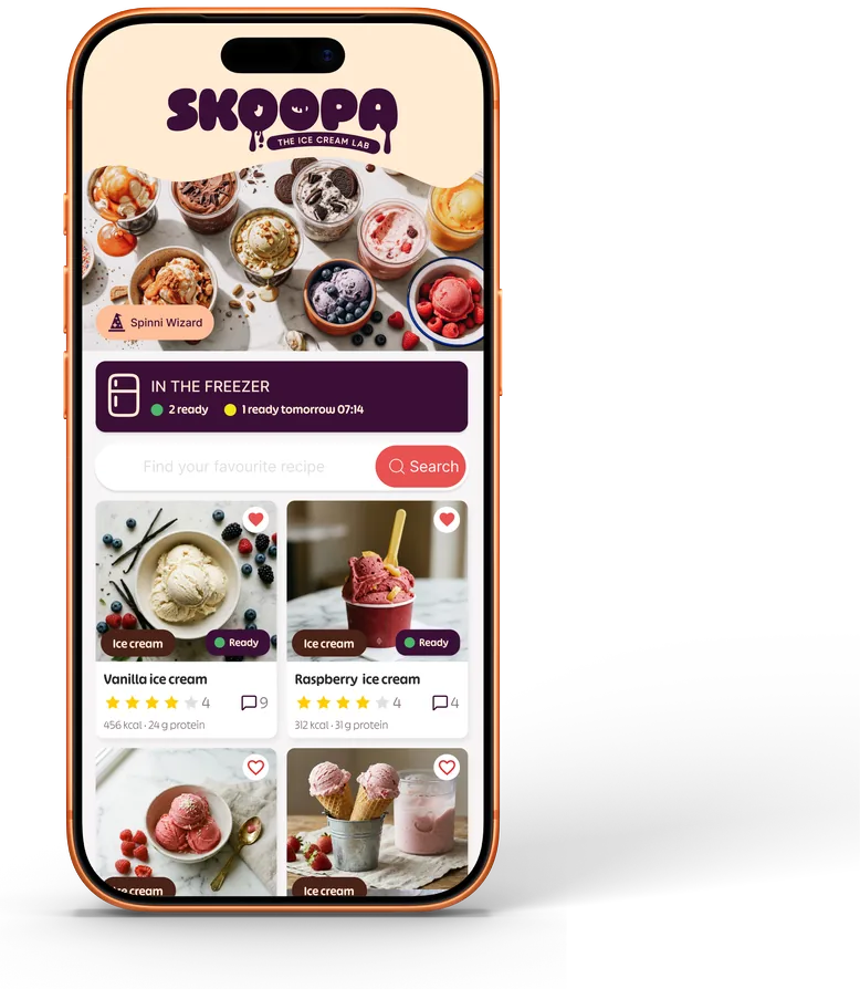 Skoopa-appen på en iPhone