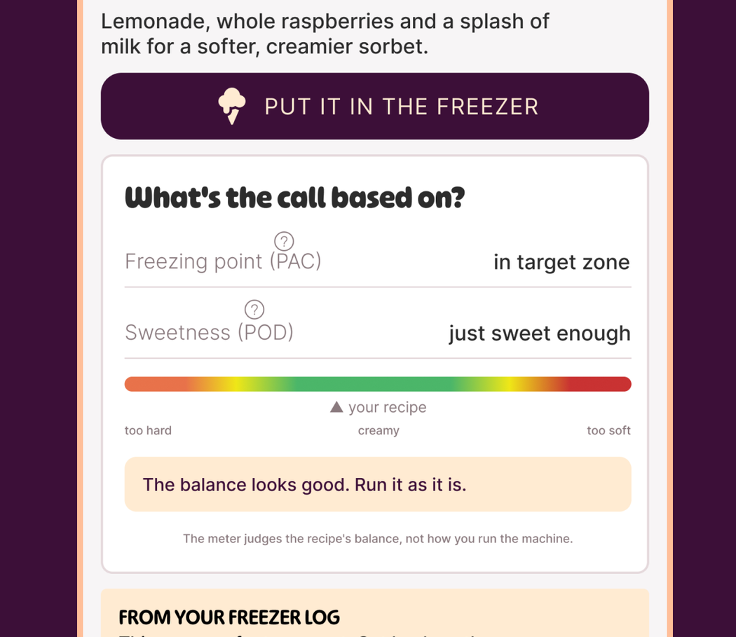 The creaminess meter in the Skoopa app
