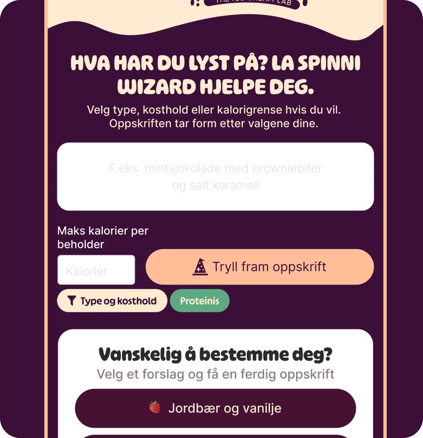 Spinni Wizard med type, kosthold og kalorigrense i Skoopa-appen