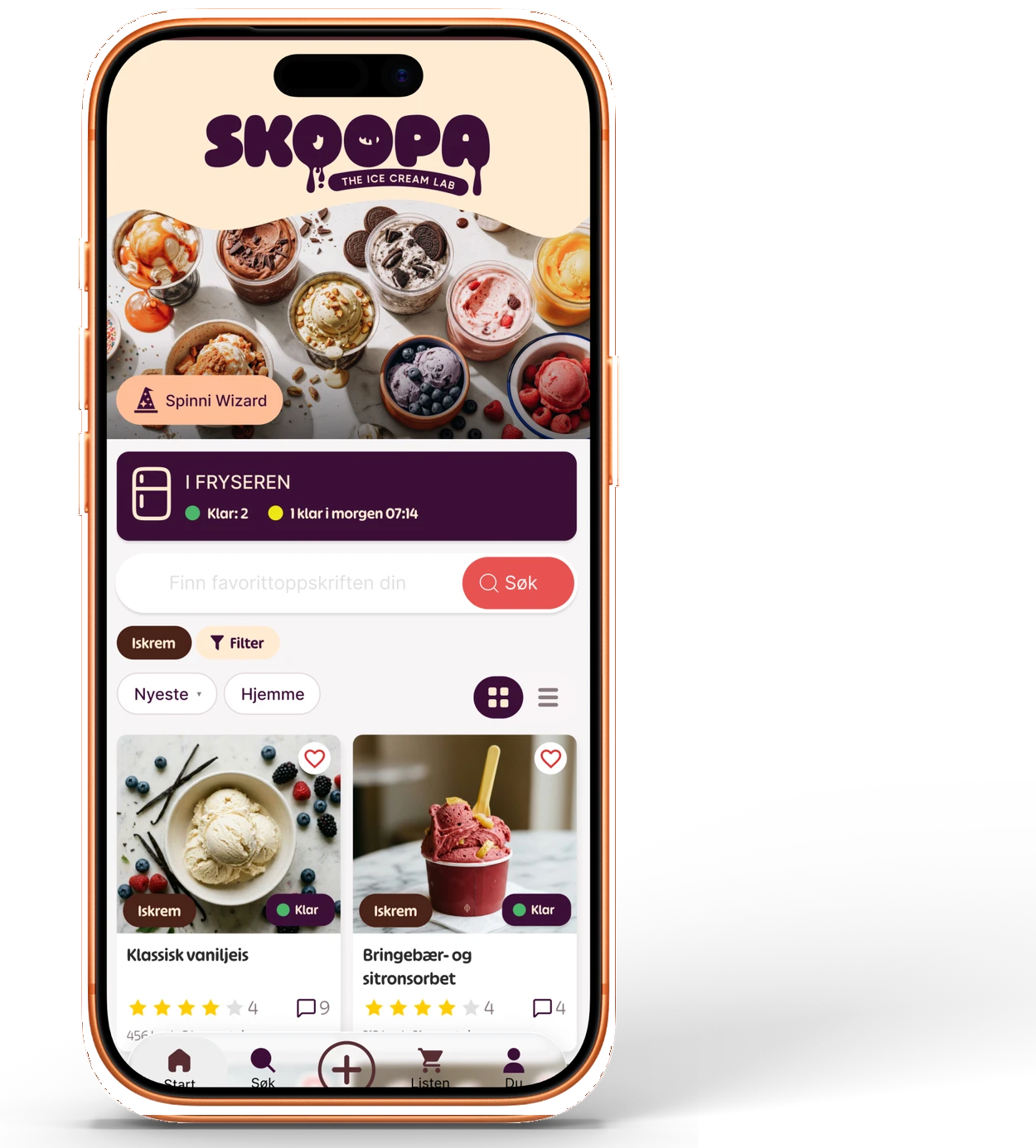 Skoopa-appen på en iPhone