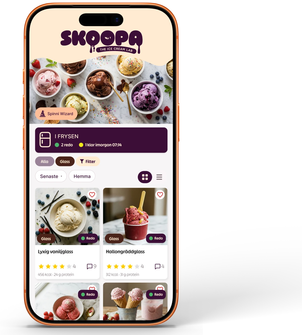 Skoopa-appen i en iPhone